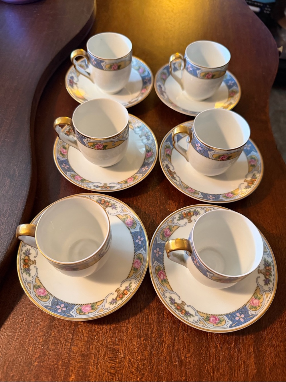Vintage Set of six demitasse cups and saucers byBlack Knight Porcelain. Perfect
